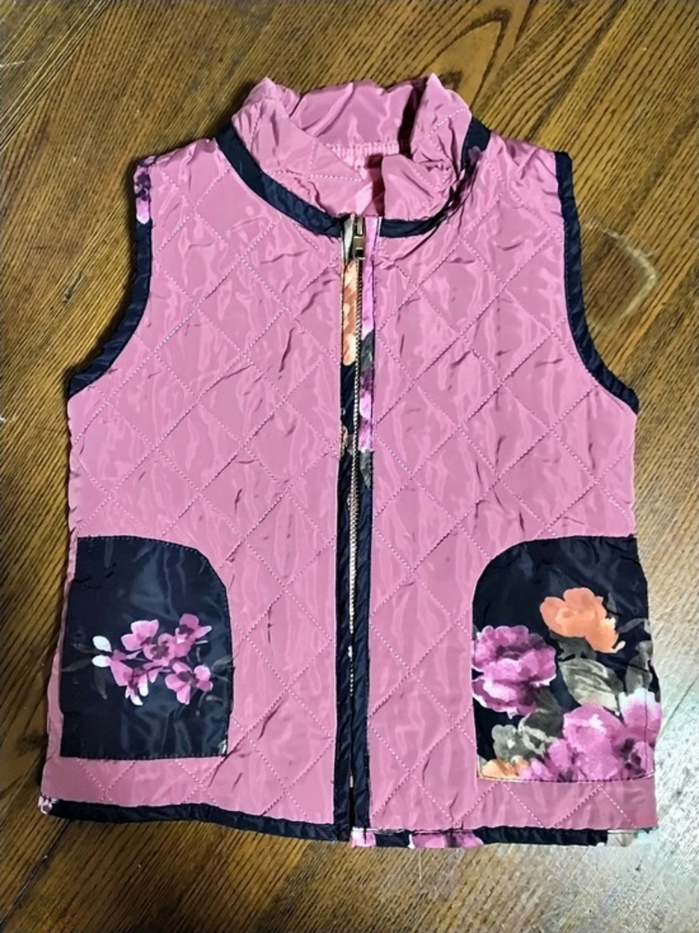 Quilted Vest in Pink & Purple Size Small